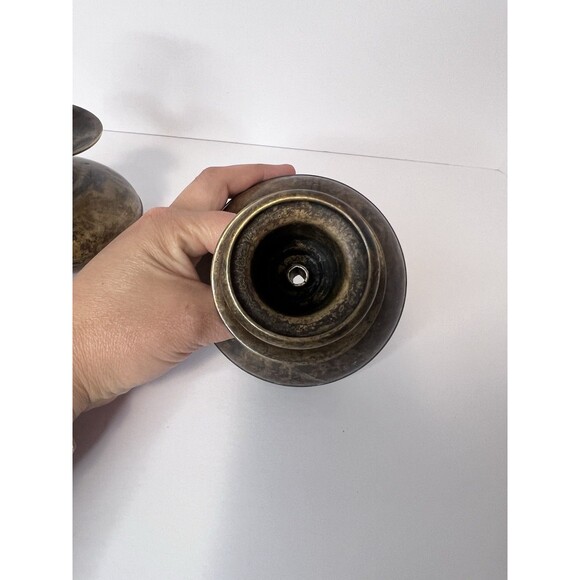 VTG Brass Chamber‎ candlestick holders, Footed candle holders colonial revival - Picture 6 of 15